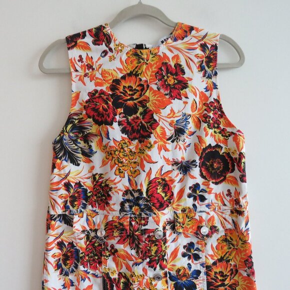 MSGM MILANO Bright Floral Denim Shift Mini Dress Maximalist Abstract Summer - Picture 5 of 16